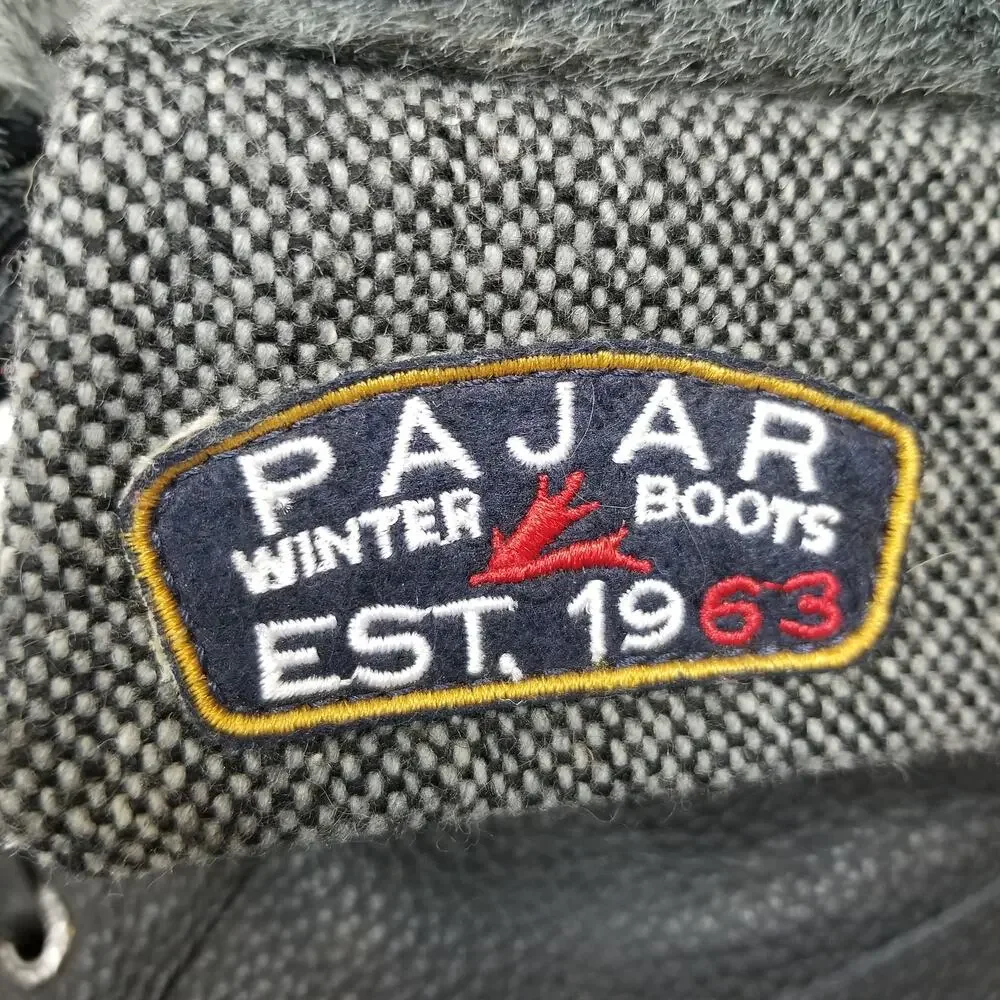 Pajar Canada Women's Alice Black Leather Winter Rain Snow Boots Size 8-8.5